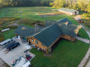 Aerial view of newly installed roof in Cary, Illinois