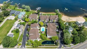 arial shot of new roofs installed at Honey Hill Townhomes in Wauconda, Illinois