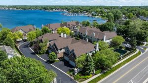 arial shot of new roofs installed at Honey Hill Townhomes in Wauconda, Illinois